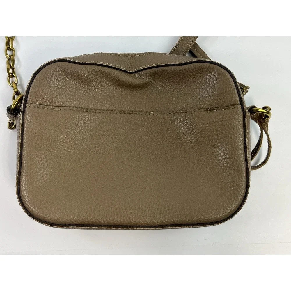 Tory Burch McGraw Camera Crossbody Bag Beige Tan Sand Leather - Strap Damage